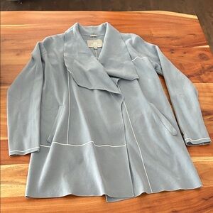 Soia & Kyo Baby Blue and White Oversized Cardigan sz XS- fits large